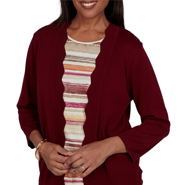 Petite Alfred Dunner Union Square Scallop Two in One Blouse