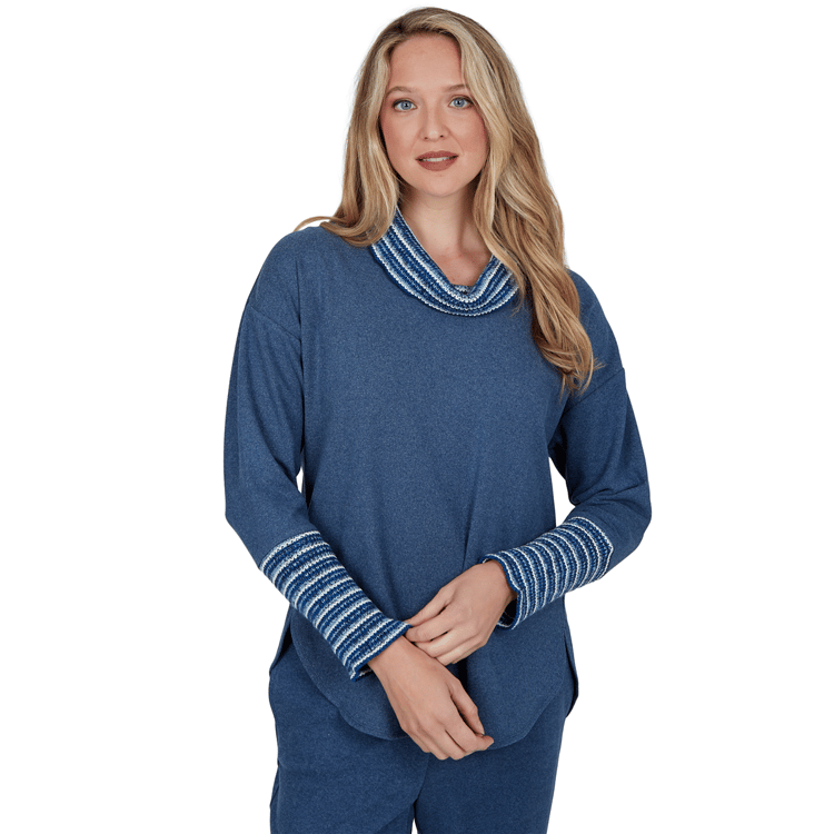Womens Ruby Rd. Premium Luxe Rib Cowl Neck Fair Isle Sweater