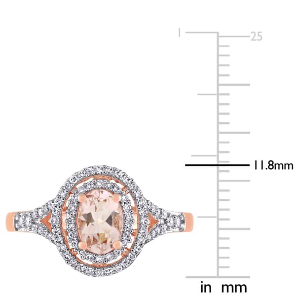 Gemstones Classics™ 14kt. Rose Gold Oval Morganite Halo Ring