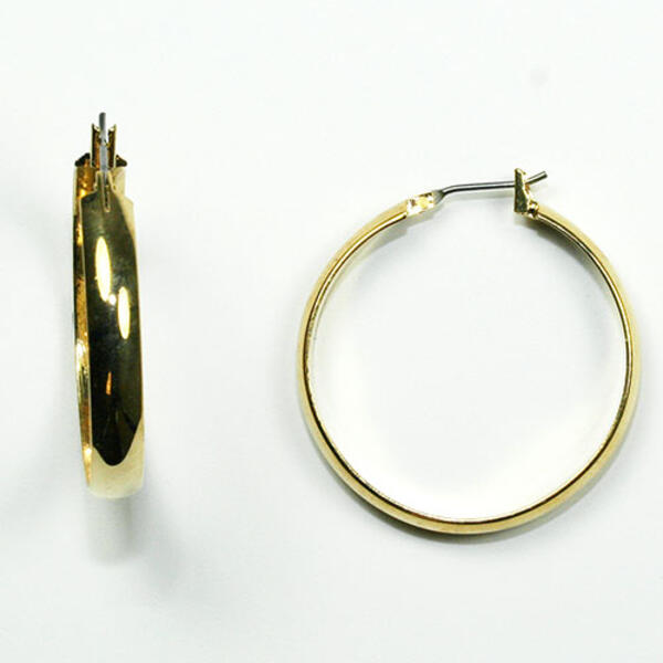 Napier Gold Tone Medium Click It Hoop Earrings - image 