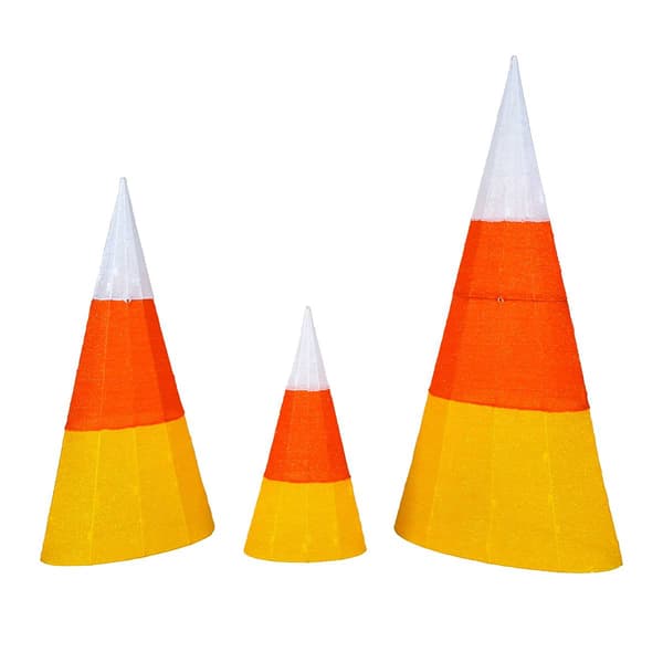 National Tree 3pc. Pre-Lit Candy Corn Cones - image 
