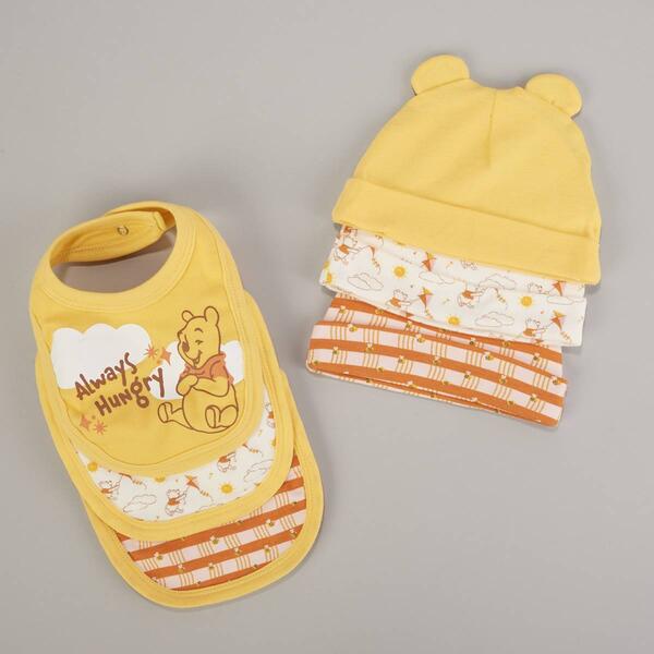 Baby Unisex Disney 6pc. Pooh & Bee Bib & Hat Set - image 