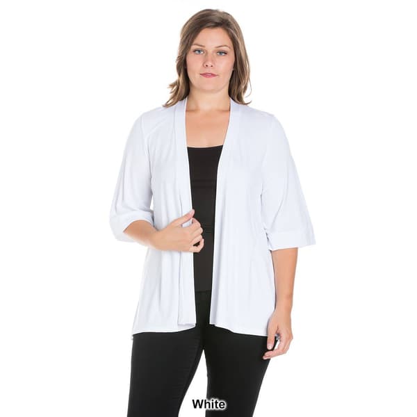 Plus Size 24/7 Comfort Apparel Extended Length Open Cardigan