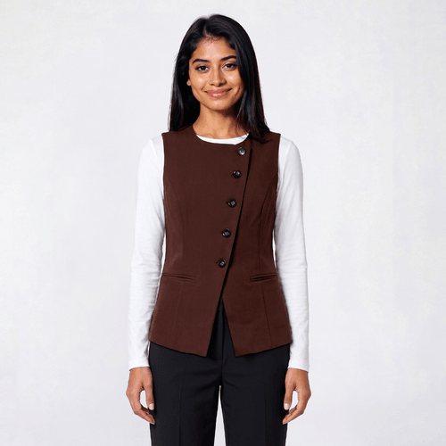 Juniors A. Byer Asymmetrical Button Up Twill Vest - image 