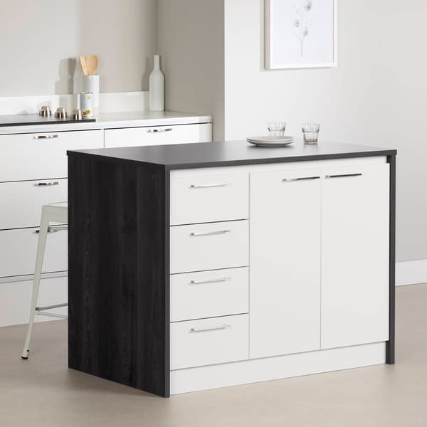South Shore Myro Gray Oak Kitchen Island