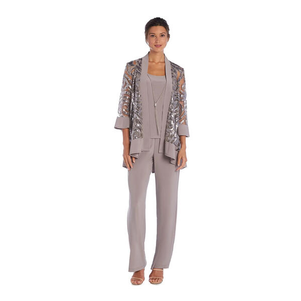 Womens R&M Richards Flyaway Sequin Jacket & Pants Set - image 