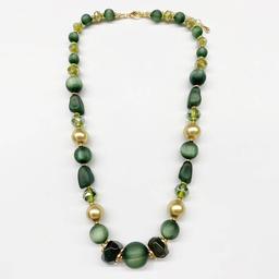 Ashley Cooper(tm) Green Tonal Mixed Beaded Statement Necklace