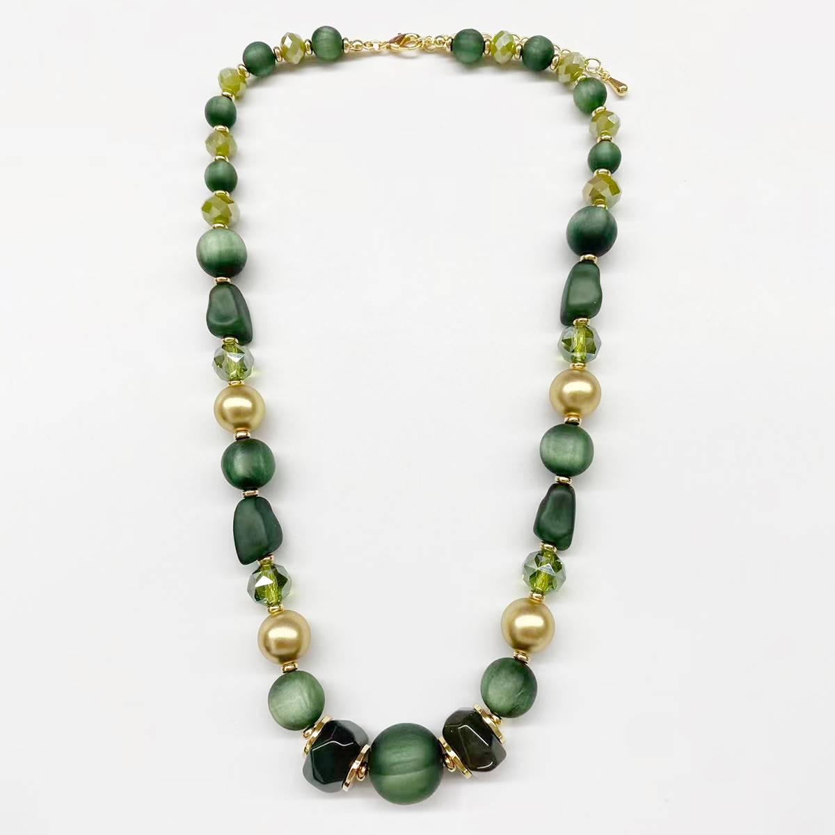Ashley Cooper(tm) Green Tonal Mixed Beaded Statement Necklace