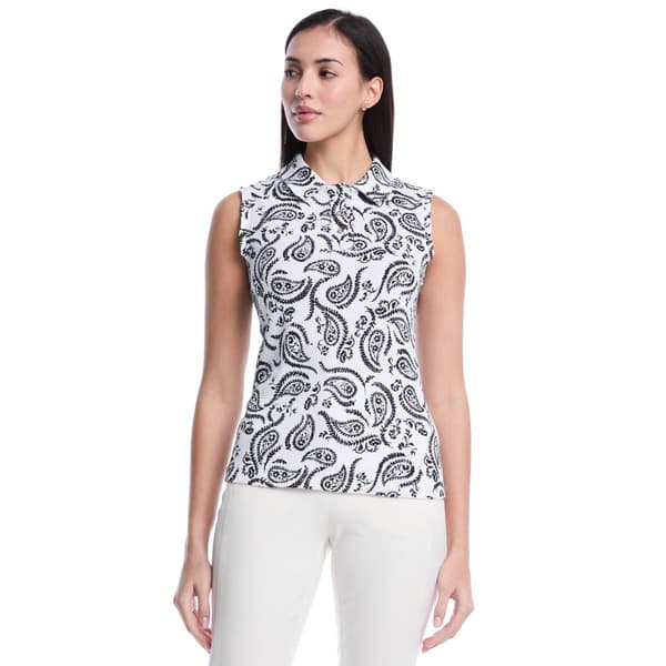 Womens Rafaella(R) Sleeveless Ruffle Trim Swimming Paisley