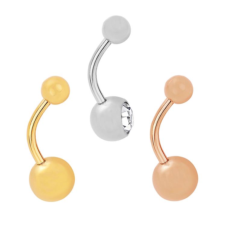 3pc. 14-Gauge Surgical Steel Beads Belly Banana