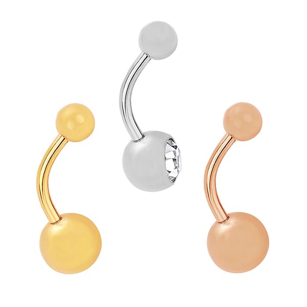 3pc. 14-Gauge Surgical Steel Beads Belly Banana