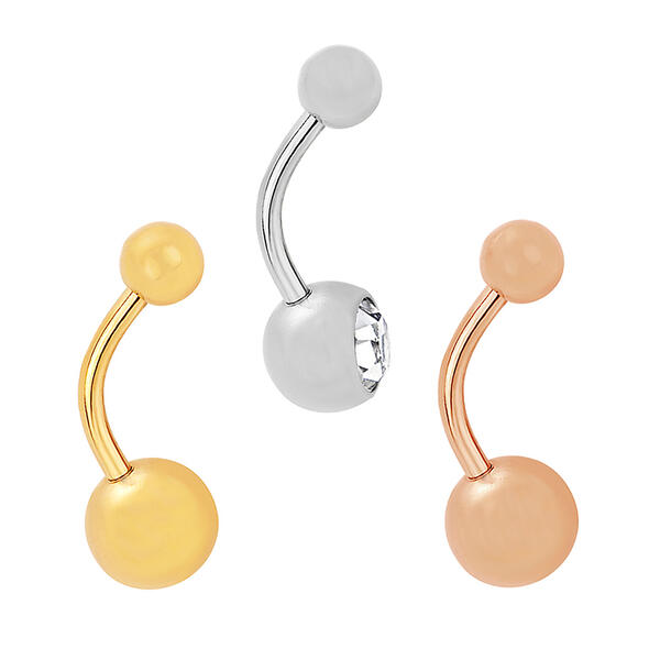 3pc. 14-Gauge Surgical Steel Beads Belly Banana - image 