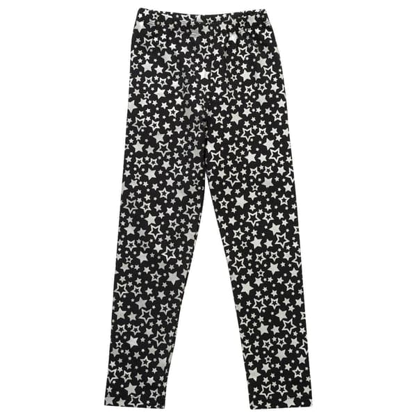 Girls &#40;7-16&#41; Tales & Stories Star Leggings - Silver/Black - image 