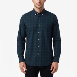 Mens Chaps Long Sleeve Stretch Plaid Button Down - Balsam