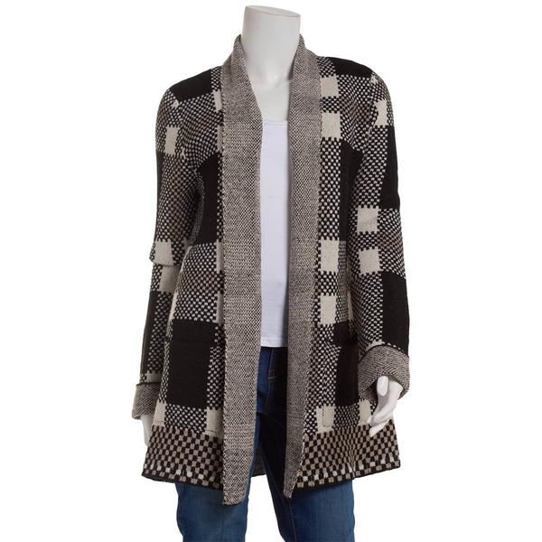 Womens Preswick & Moore® Long Sleeve Two-Tone Plaid Cardigan