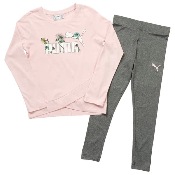 Girls &#40;7-16&#41; Puma 2pc. Glitter Flower Top & Leggings Set