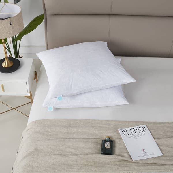 Martha Stewart Firm 233TC 2pk.  Euro-Square Feather Pillow - image 