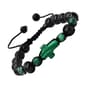 Mens Green Malachite Cross and Black Beaded Drawstring Bracelet - image 2