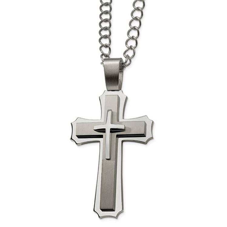 Mens Gentlemen's Classics(tm) Stainless Steel Cross Necklace