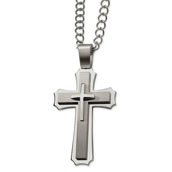Mens Gentlemen's Classics&#40;tm&#41; Stainless Steel Cross Necklace - image 