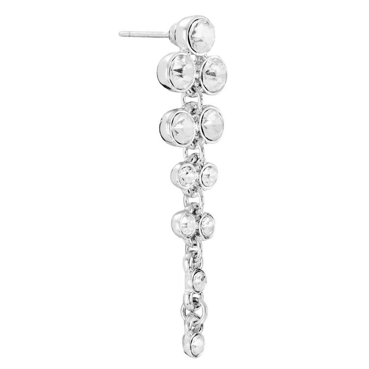 Athra Silver Plated & Clear Crystal Chain Drop Earrings