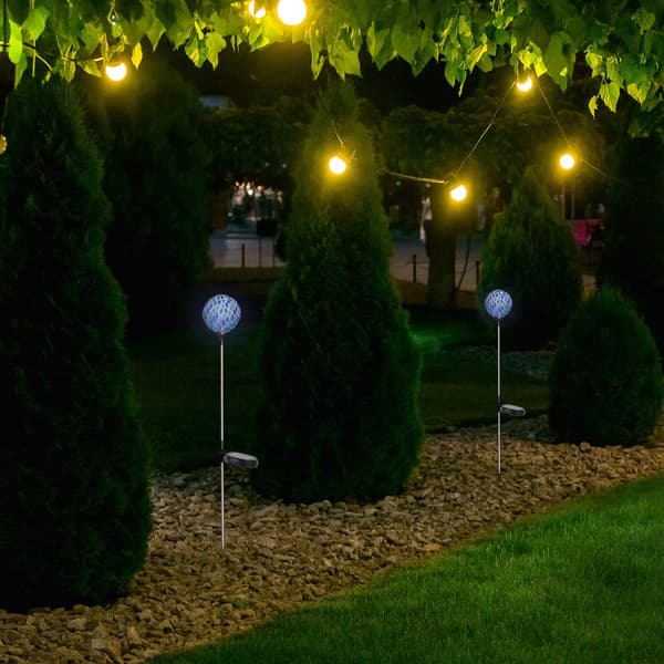 Northlight Seasonal Mosaic LED Pathway Markers - Set of 2