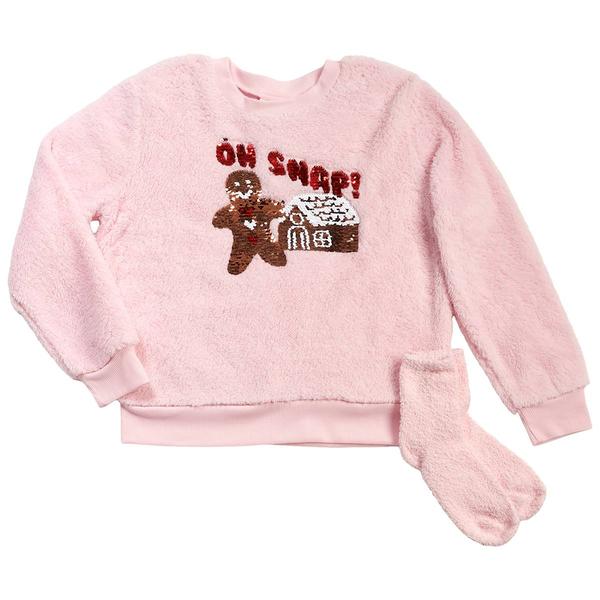 Girls (7-16) Jolie & Joy Gingerbread Sweatshirt w/ Socks - image 