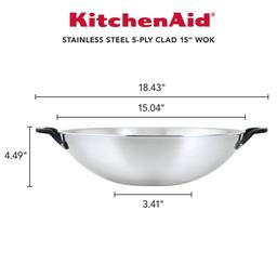 KitchenAid® 15in. 5-Ply Clad Stainless Steel Wok