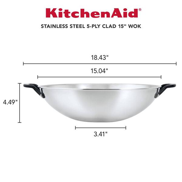 KitchenAid&#174; 15in. 5-Ply Clad Stainless Steel Wok