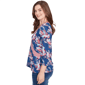 Womens Ruby Rd. Indigo Go Ikat Floral Surplice Neck Blouse - image 4