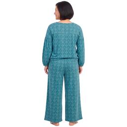 Womens MUK LUKS® Woodblock Tile Volume Sleeve Pajama Set