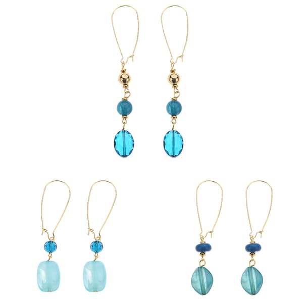 Ashley Cooper(tm) Trio Blue Albalone-Tone Earring Set - image 