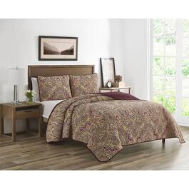 Cedar Court Amber Paisley Reversible Quilt Bedding Set