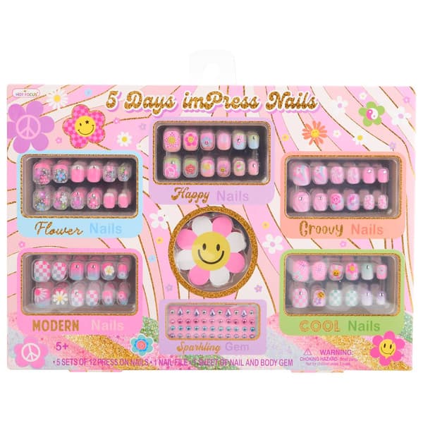 Girls Hot Focus&#40;R&#41; 5 Days Groovy Flower Impress Nails - image 