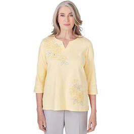 Womens Alfred Dunner Charleston Embroidered Flowers Top