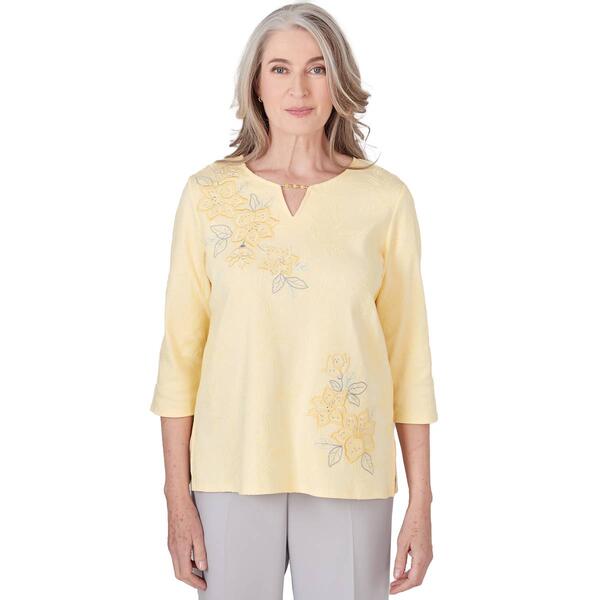 Womens Alfred Dunner Charleston Embroidered Flowers Top - image 