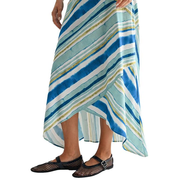 Womens CITY BLUES Spliced Stripe Hi Low Skirt