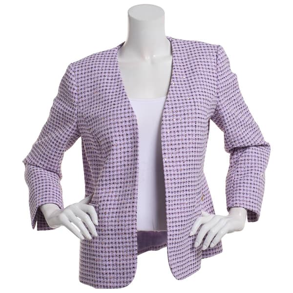 Petite Kasper 3/4 Sleeve Open Tweed Jacket