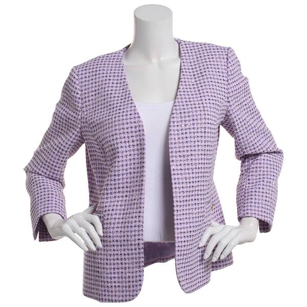 Petite Kasper 3/4 Sleeve Open Tweed Jacket - image 