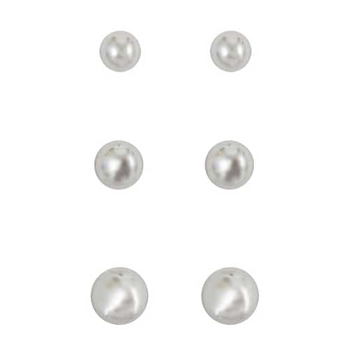 Freedom Trio Set Silver-Tone Ball Stud Earrings - image 