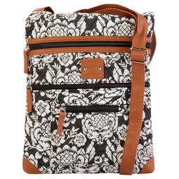 Stone Mountain Quilted Lockport Floral Crossbody - Black/White
