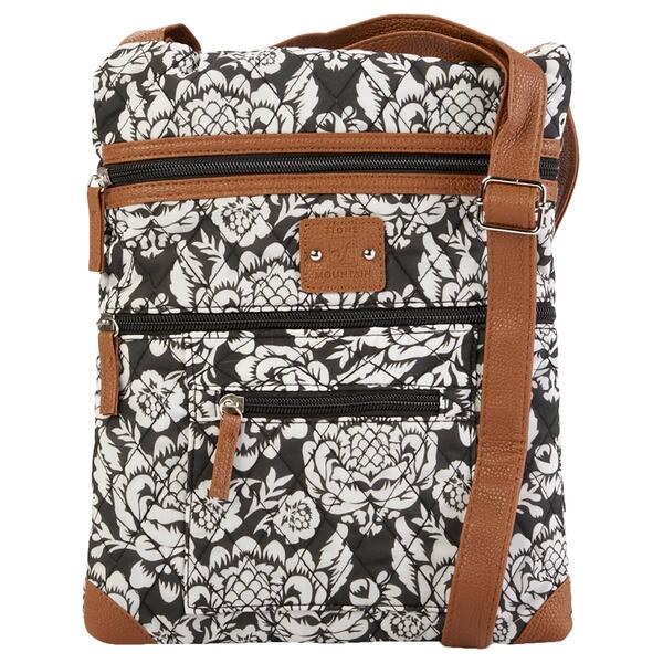Stone Mountain Quilted Lockport Floral Crossbody - Black/White - image 