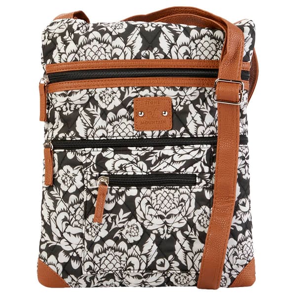 Stone Mountain Quilted Lockport Floral Crossbody - Black/White - image 