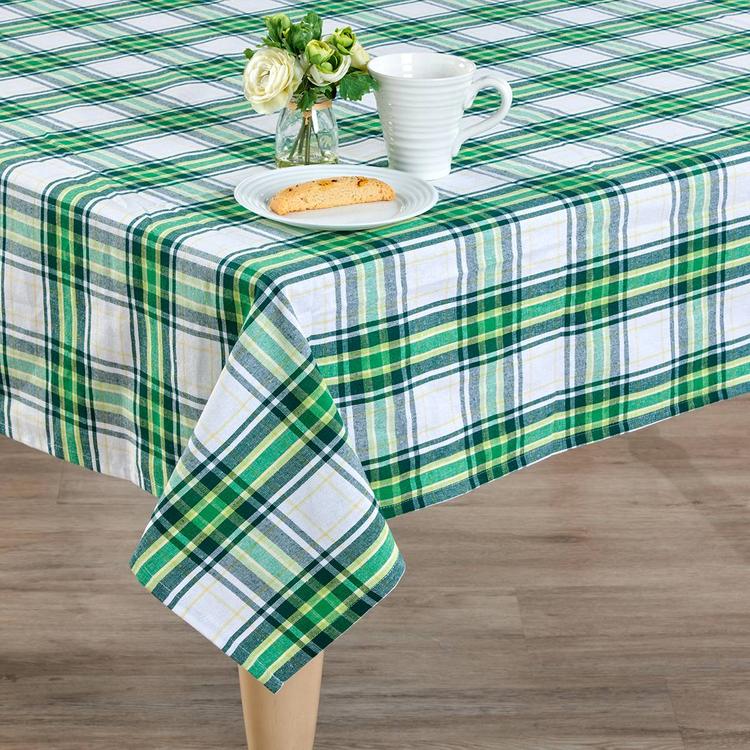 Dark Green Plaid Tablecloth