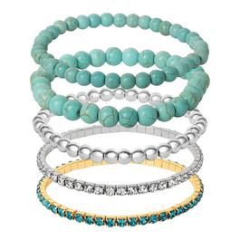 Jessica Simpson Crystal & Turquoise Stretch Bracelet Set