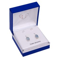 Silver-Tone Clear & Blue CZ Duo Earring Set