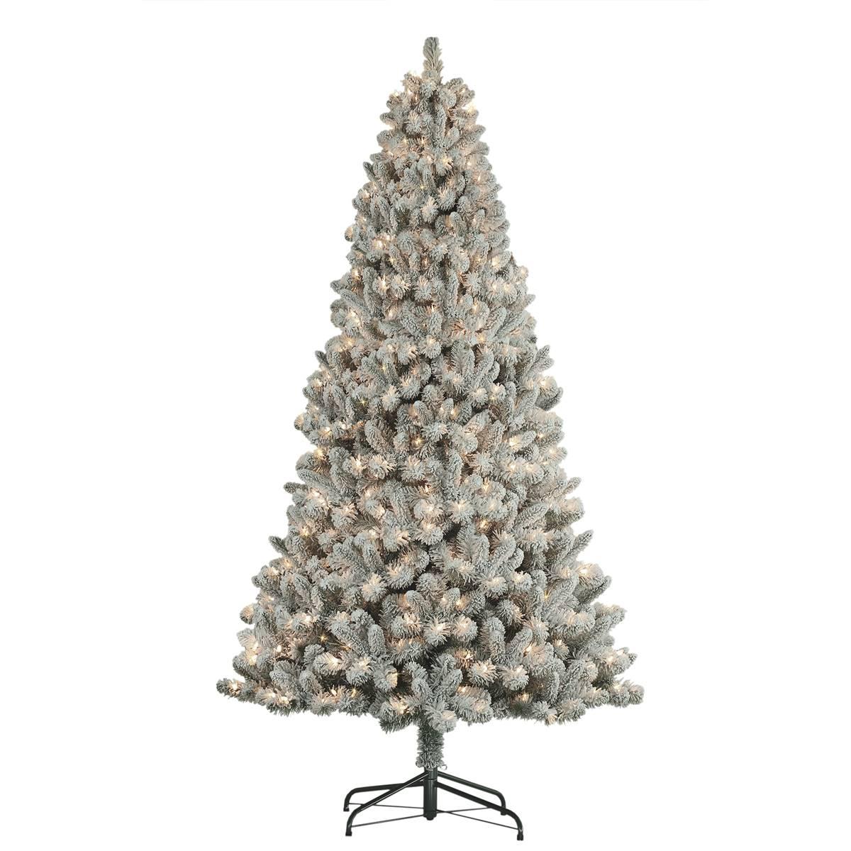 Puleo International 6ft. Pre-lit Flocked Virginia Pine Tree