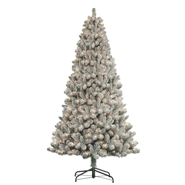 Puleo International 6ft. Pre-lit Flocked Virginia Pine Tree