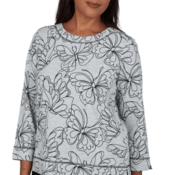 Womens Alfred Dunner Weekend Warrior Allover Butterfly Blouse