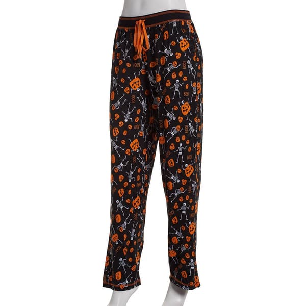 Womens Rene Rofe Halloween Pumpkin Skeleton Pajama Pants - image 